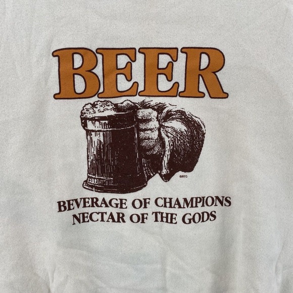 Vintage Fruit of the Loom Sweatshirt Mens MEDIUM Beer Necter of the Gods - Picture 6 of 10